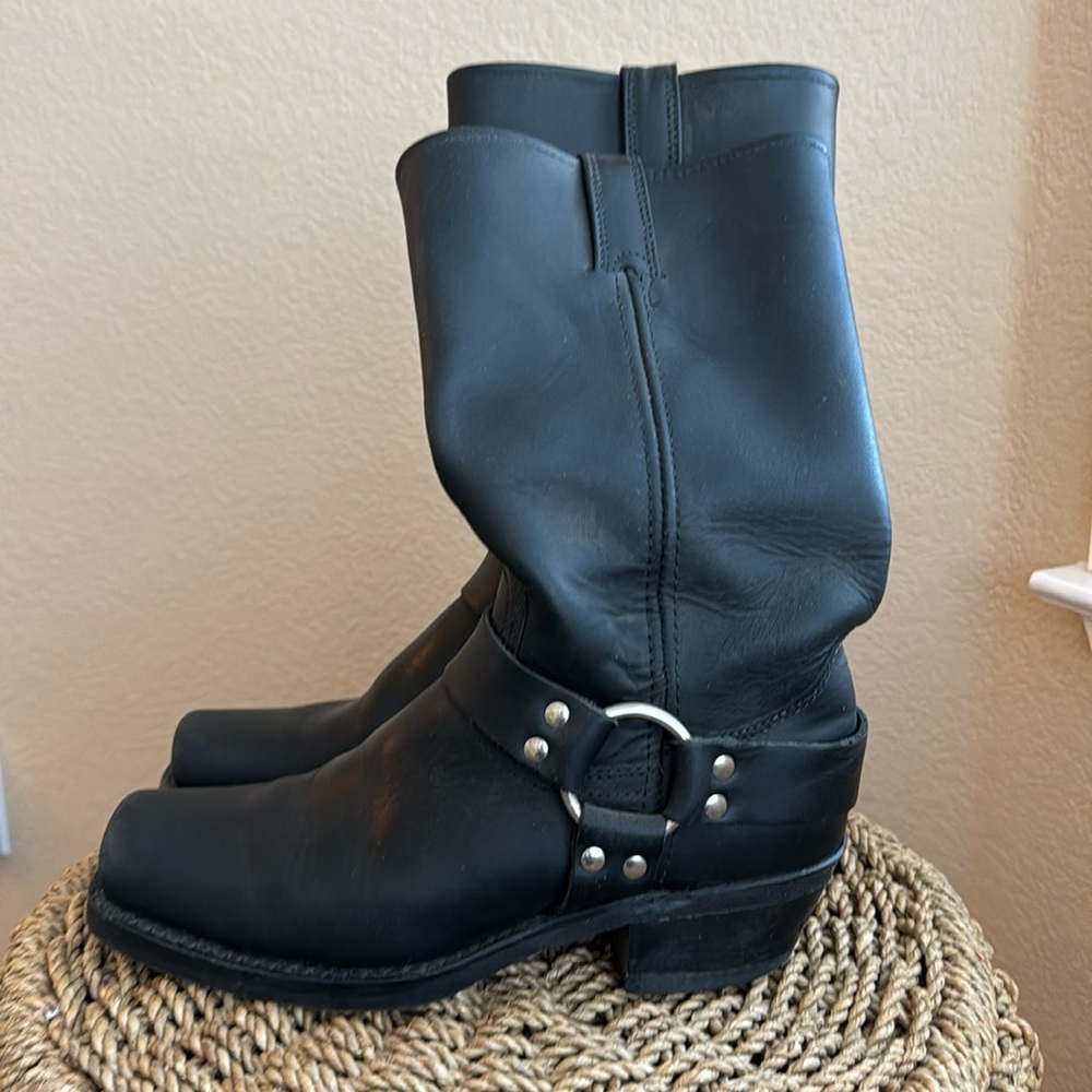 Frye black moto boots 8.5